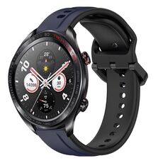 For Honor Watch Dream 22mm Convex Loop Cinturino in silicone bicolore (blu notte + nero)