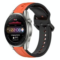 Per Huawei Watch 3 Pro Nuovo cinturino in silicone bicolore con anello convesso da 22 mm (arancione + nero)