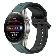 Per Huawei Watch 3 Pro Nuovo cinturino in silicone bicolore con anello convesso da 22 mm (verde oliva + nero)