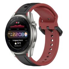 Per Huawei Watch 3 Pro Nuovo cinturino in silicone bicolore con anello convesso da 22 mm (nero + rosso)
