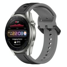 Per Huawei Watch 3 Pro Nuovo cinturino in silicone bicolore con anello convesso da 22 mm (nero + grigio)
