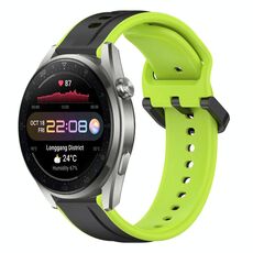 Per Huawei Watch 3 Pro Nuovo cinturino in silicone bicolore con anello convesso da 22 mm (nero + lime)