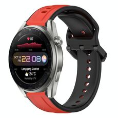 Per Huawei Watch 3 Pro Nuovo cinturino in silicone bicolore con anello convesso da 22 mm (rosso + nero)