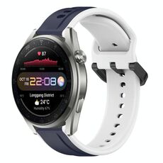Per Huawei Watch 3 Pro Nuovo cinturino in silicone bicolore con anello convesso da 22 mm (blu notte + bianco)