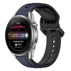 Per Huawei Watch 3 Pro Nuovo cinturino in silicone bicolore con anello convesso da 22 mm (blu notte + nero)