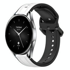 Per Xiaomi Watch S2 42mm 22mm Convex Loop Cinturino in silicone bicolore (bianco + nero)