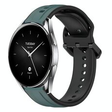 Per Xiaomi Watch S2 42mm 22mm Convex Loop Cinturino in silicone bicolore (verde oliva + nero)