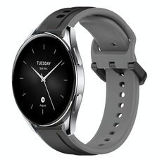 Per Xiaomi Watch S2 42mm 22mm Convex Loop Cinturino in silicone bicolore (nero + grigio)
