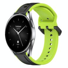 Per Xiaomi Watch S2 42mm 22mm Convex Loop Cinturino in silicone bicolore (nero + lime)