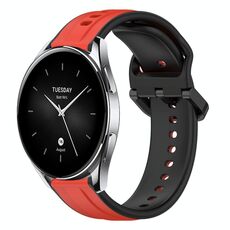 Per Xiaomi Watch S2 42mm 22mm Convex Loop Cinturino in silicone bicolore (rosso + nero)