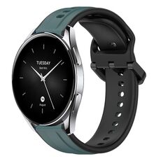 Per Xiaomi Watch S2 46mm 22mm Convex Loop Cinturino in silicone bicolore (verde oliva + nero)