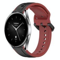 Per Xiaomi Watch S2 46mm 22mm Convex Loop Cinturino in silicone bicolore (nero + rosso)