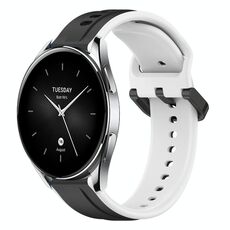 Per Xiaomi Watch S2 46mm 22mm Convex Loop Cinturino in silicone bicolore (nero + bianco)