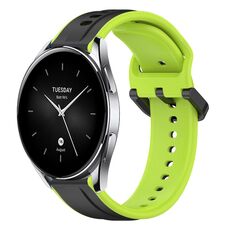Per Xiaomi Watch S2 46mm 22mm Convex Loop Cinturino in silicone bicolore (nero + lime)