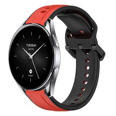 Per Xiaomi Watch S2 46mm 22mm Convex Loop Cinturino in silicone bicolore (rosso + nero)