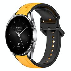 Per Xiaomi Watch S2 46mm 22mm Convex Loop Cinturino in silicone bicolore (giallo + nero)