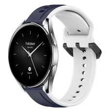 Per Xiaomi Watch S2 46mm 22mm Convex Loop Cinturino in silicone bicolore (blu notte + bianco)