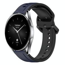 Per Xiaomi Watch S2 46mm 22mm Convex Loop Cinturino in silicone bicolore (blu notte + nero)