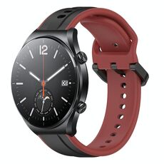 Per Xiaomi MI Watch S1 22mm Convex Loop Cinturino in silicone bicolore (nero + rosso)