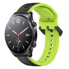 Per Xiaomi MI Watch S1 22mm Convex Loop Cinturino in silicone bicolore (nero + lime)