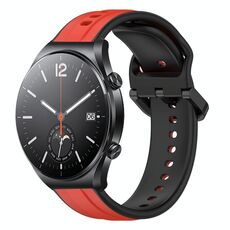 Per Xiaomi MI Watch S1 22mm Convex Loop Cinturino in silicone bicolore (rosso + nero)