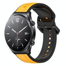 Per Xiaomi MI Watch S1 22mm Convex Loop Cinturino in silicone bicolore (giallo + nero)