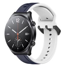 Per Xiaomi MI Watch S1 22mm Convex Loop Cinturino in silicone bicolore (blu notte + bianco)