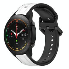 Per Xiaomi MI Watch S1 Pro 22mm Convex Loop Cinturino in silicone bicolore (bianco + nero)