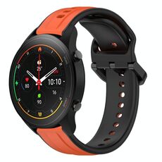 Per Xiaomi MI Watch S1 Pro 22mm Convex Loop Cinturino in silicone bicolore (arancione + nero)