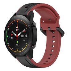 Per Xiaomi MI Watch S1 Pro 22mm Convex Loop Cinturino in silicone bicolore (nero + rosso)
