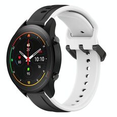 Per Xiaomi MI Watch S1 Pro 22mm Convex Loop Cinturino in silicone bicolore (nero + bianco)