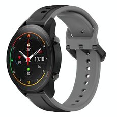 Per Xiaomi MI Watch S1 Pro 22mm Convex Loop Cinturino in silicone bicolore (nero + grigio)