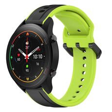 Per Xiaomi MI Watch S1 Pro 22mm Convex Loop Cinturino in silicone bicolore (nero + lime)
