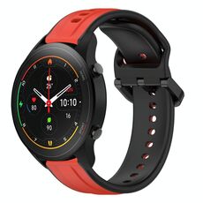 Per Xiaomi MI Watch S1 Pro 22mm Convex Loop Cinturino in silicone bicolore (rosso + nero)