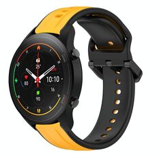 Per Xiaomi MI Watch S1 Pro 22mm Convex Loop Cinturino in silicone bicolore (giallo + nero)