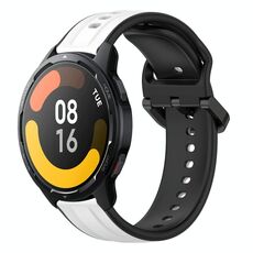 Per Xiaomi Watch S1 Active 22mm Convex Loop Cinturino in silicone bicolore (bianco + nero)