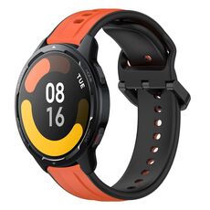 Per Xiaomi Watch S1 Active 22mm Convex Loop Cinturino in silicone bicolore (arancione + nero)