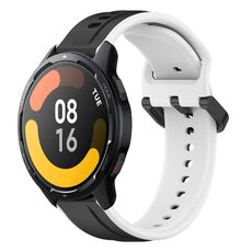 Per Xiaomi Watch S1 Active 22mm Convex Loop Cinturino in silicone bicolore (nero + bianco)