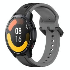 Per Xiaomi Watch S1 Active 22mm Convex Loop Cinturino in silicone bicolore (nero + grigio)