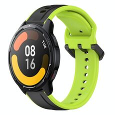 Per Xiaomi Watch S1 Active 22mm Convex Loop Cinturino in silicone bicolore (nero + lime)