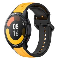 Per Xiaomi Watch S1 Active 22mm Convex Loop Cinturino in silicone bicolore (giallo + nero)