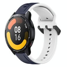 Per Xiaomi Watch S1 Active 22mm Convex Loop Cinturino in silicone bicolore (blu notte + bianco)