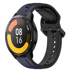 Per Xiaomi Watch S1 Active 22mm Convex Loop Cinturino in silicone bicolore (blu notte + nero)