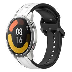 Per Xiaomi MI Watch Color 2 22mm Convex Loop Cinturino in silicone bicolore (bianco + nero)