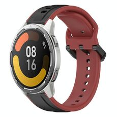 Per Xiaomi MI Watch Color 2 22mm Convex Loop Cinturino in silicone bicolore (nero + rosso)