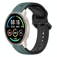 Per Xiaomi MI Watch Sport 22mm Convex Loop Cinturino in silicone bicolore (verde oliva + nero)