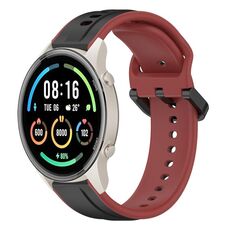 Per Xiaomi MI Watch Sport 22mm Convex Loop Cinturino in silicone bicolore (nero + rosso)