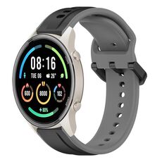Per Xiaomi MI Watch Sport 22mm Convex Loop Cinturino in silicone bicolore (nero + grigio)