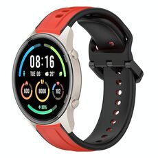 Per Xiaomi MI Watch Sport 22mm Convex Loop Cinturino in silicone bicolore (rosso + nero)