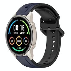 Per Xiaomi MI Watch Sport 22mm Convex Loop Cinturino in silicone bicolore (blu notte + nero)